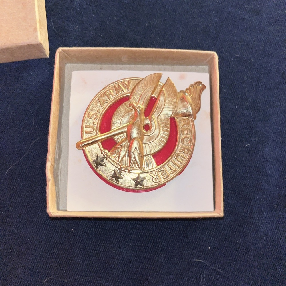 US Army Recruiter Identification Badge 3 Sapphire Stars Original in Box